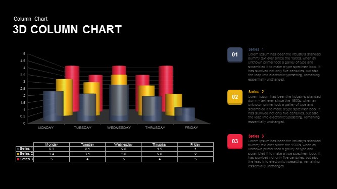 3D Column Chart Template for PowerPoint and Keynote Presentation