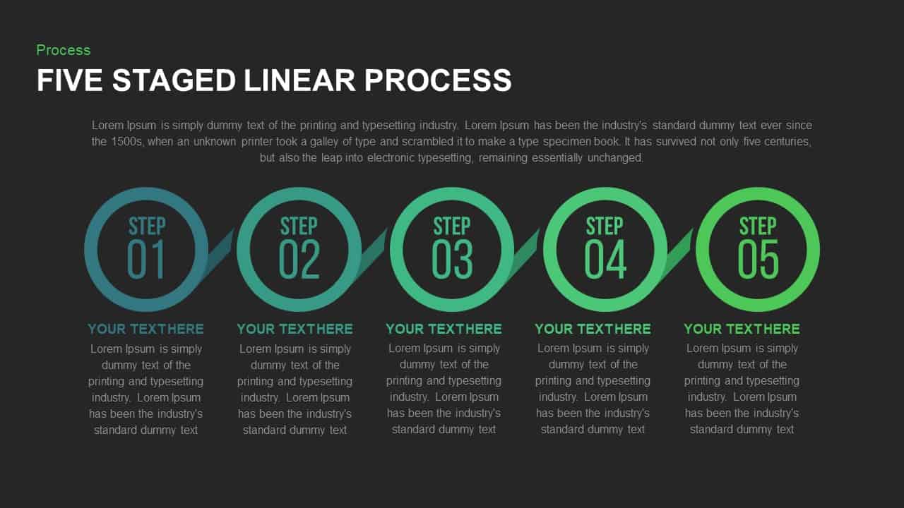 5 Staged Linear Process Diagram PowerPoint Template and Keynote