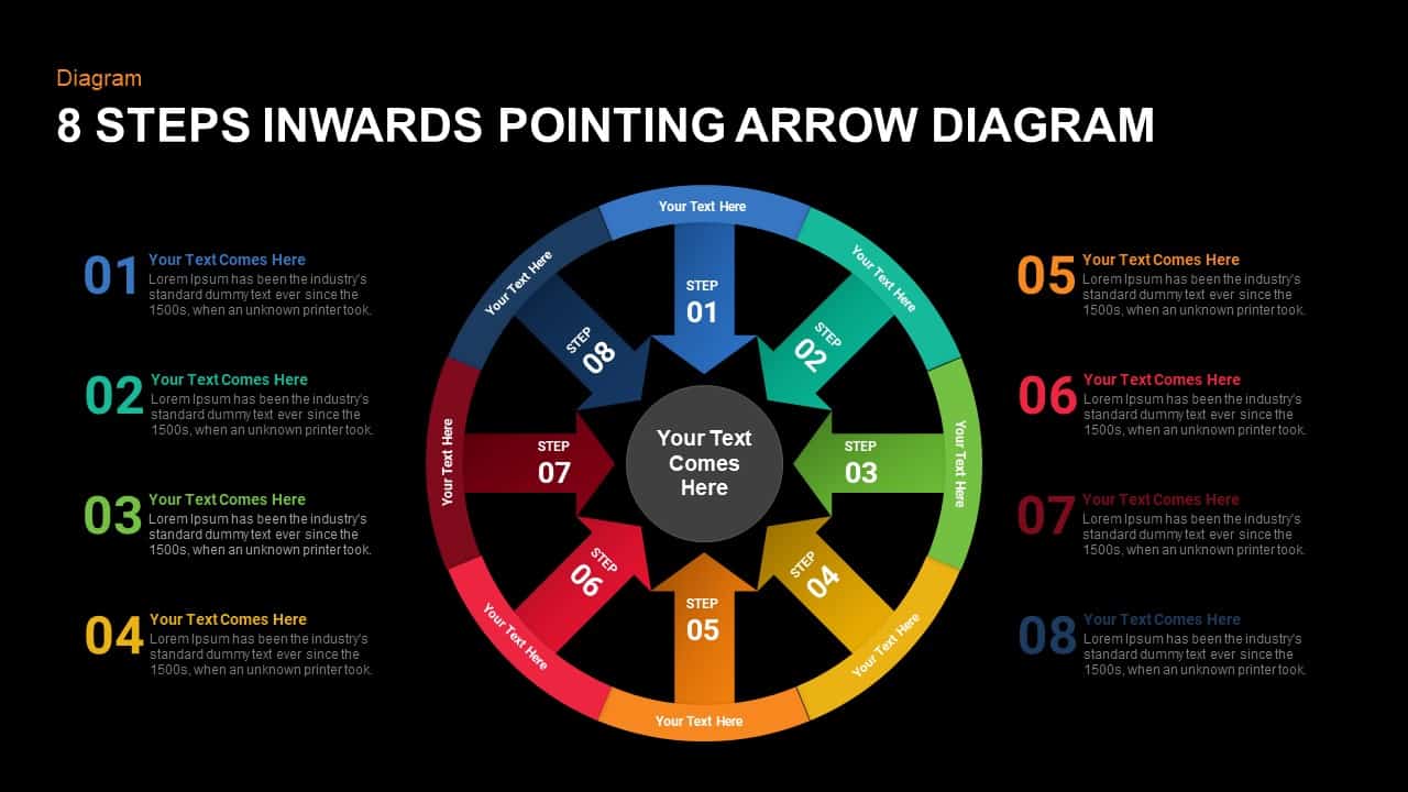 8 Steps Arrows Pointing Inwards Diagram Template for PowerPoint