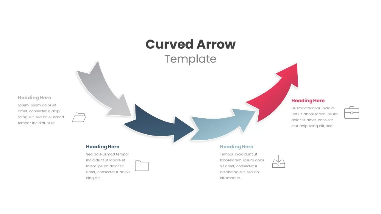 4 Step Curved Arrow Infographic SlideBazaar