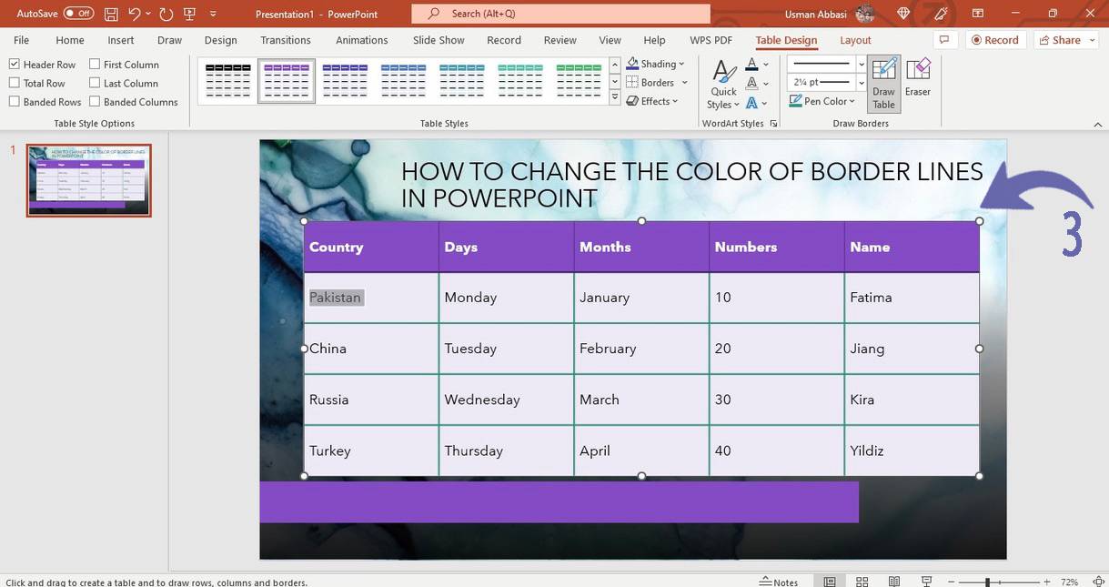 PowerPoint Add and Customize The Table Borders SlideGem