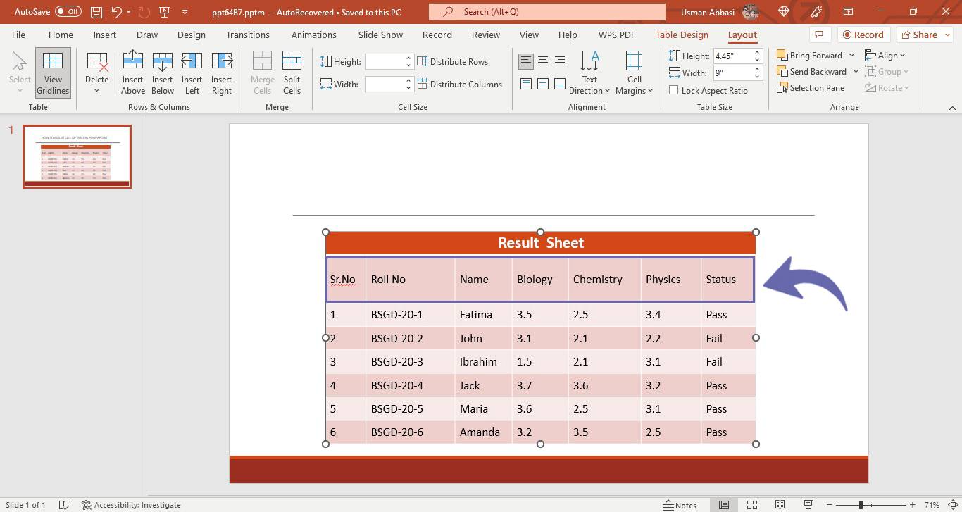 How to Adjust the Size of a Table Cell in PowerPoint SlideGem