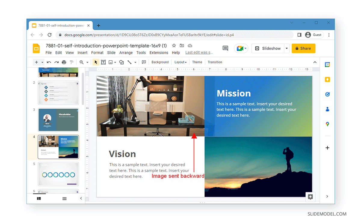 How to Send an Image to the Back on Google Slides