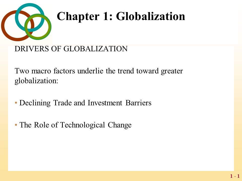 1 - 1 Chapter 1: Globalization Drivers Of Globalization Two Macro Factors Underlie The Trend Toward Greater Globalization: Declining Trade And Investment. - Ppt Download