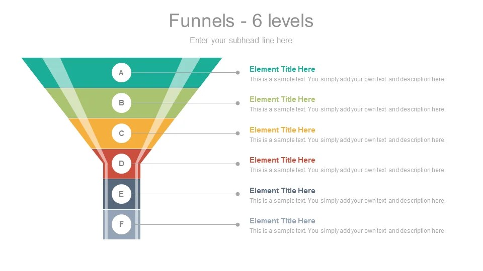 Free Funnel 6 Levels design for sales and marketing PPT