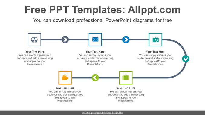 5-step linear flow PowerPoint Diagram Template - Slidesgo templates