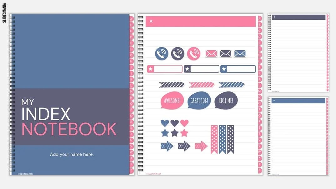 Digital Index Notebook Free PowerPoint template & Google Slides theme