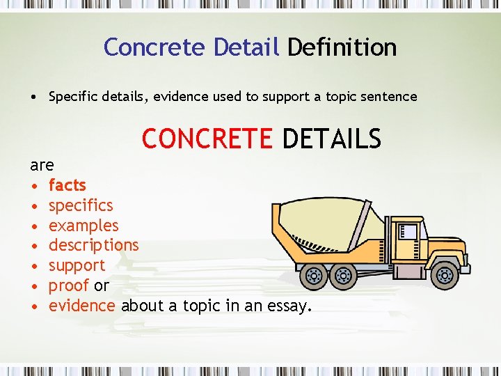 Commentary So What Concrete Detail Definition Specific details