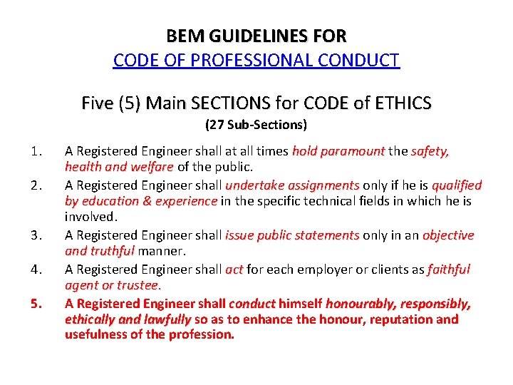 Bem Code Of Ethics / A code of ethics and professional conduct outlines