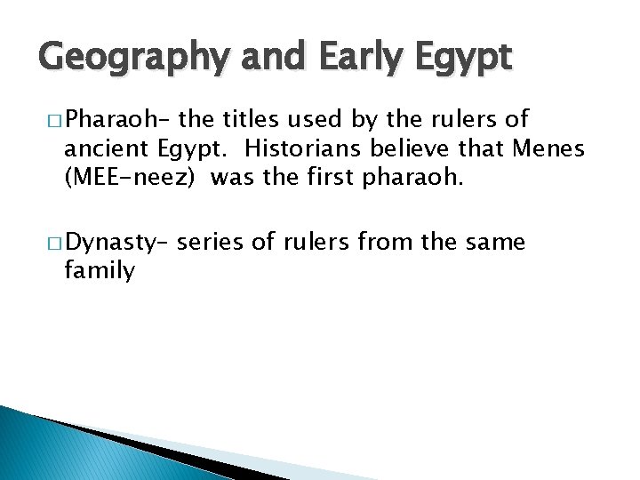 Ancient Egypt Vocabulary Geography and Early Egypt Nile