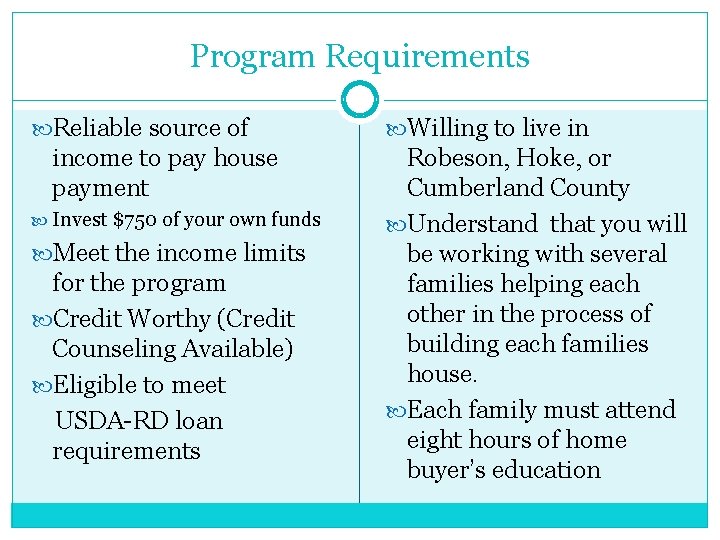 Mutual SelfHelp Housing Program NORTH CAROLINA INDIAN HOUSING