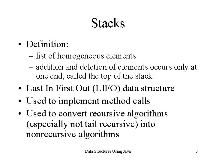 Chapter 6 Stacks Data Structures Using Java 1