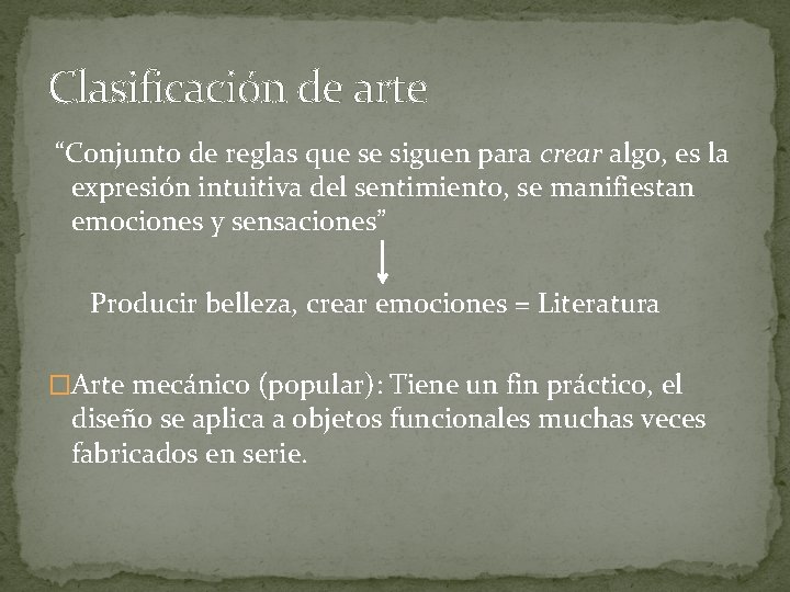 Las Bellas Artes Literatura 1 Clasificacin De Arte
