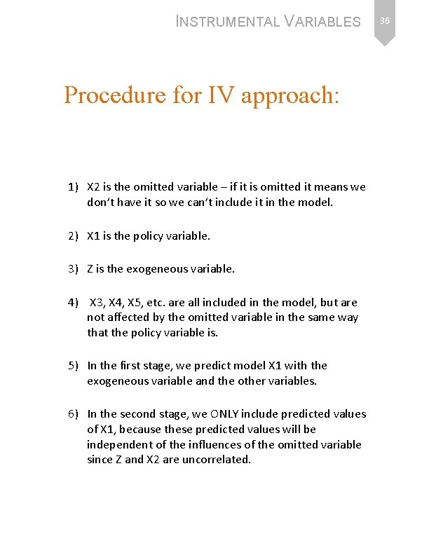INSTRUMENTAL VARIABLES Bias correction through instrumental variables