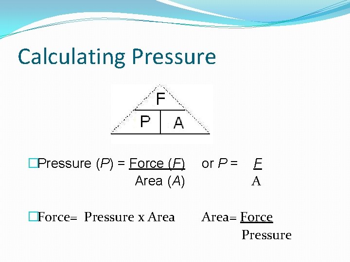 Calculating Pressure The Relationship between Force and Area