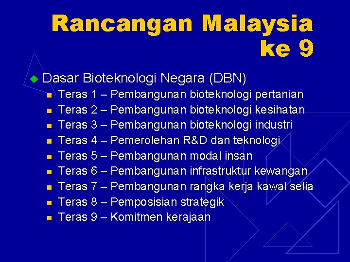 Fokus Utama Bidang Pembangunan Bioteknologi Negara srousiq