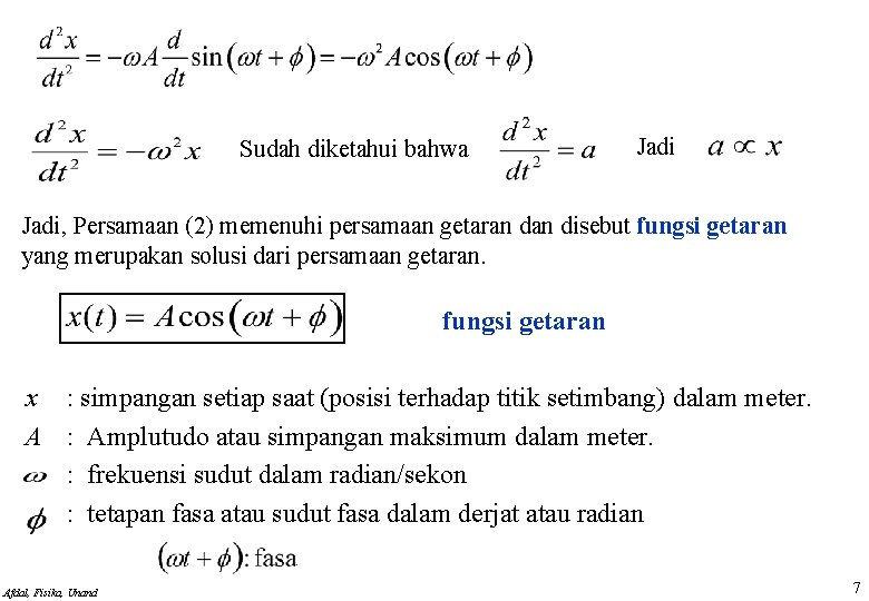 Getaran Vibrations gerak periodik gerak harmonik osilasi atau