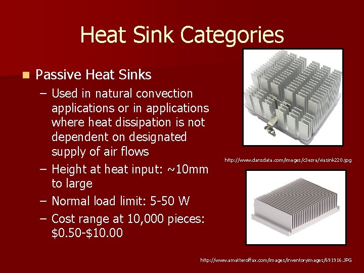 Heat Sink Selection Thermal Management of Electronics San