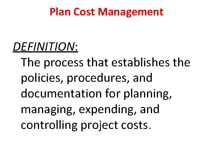 CHAPTER 7 Project Cost Management BUS 445 PROJECT