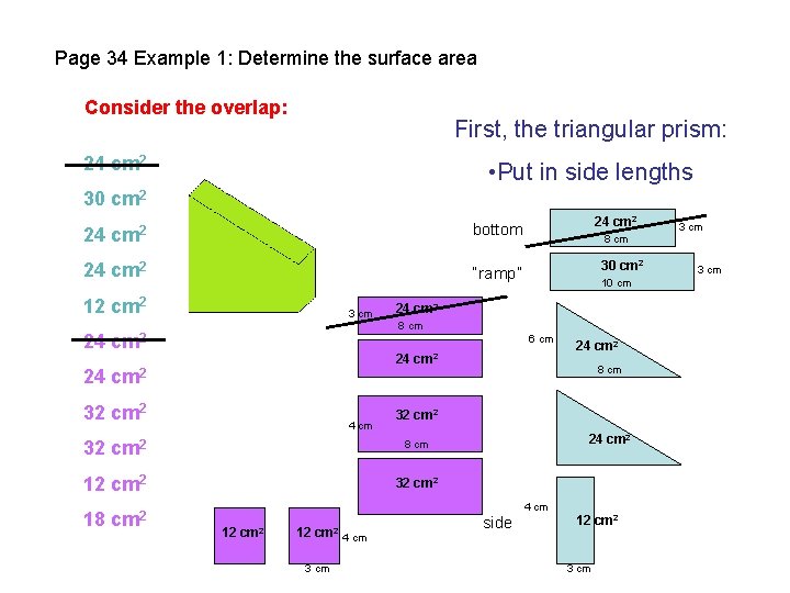length Area l x w width height Area