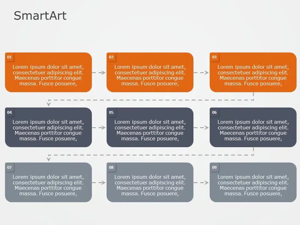 SmartArt Process Reverse Bending 3 Steps