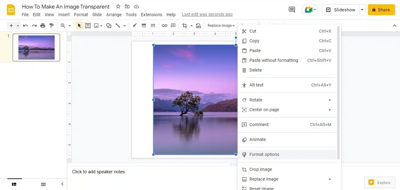 How To Make An Image Transparent In Google Slides Google Slides Tutorial
