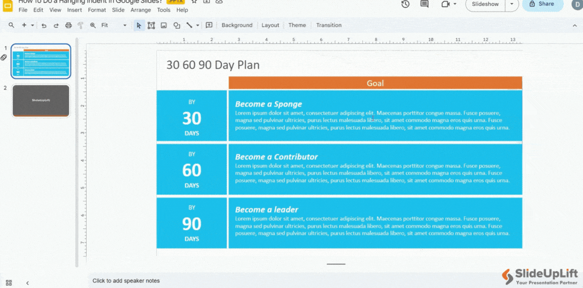 How to do a Hanging Indent in Google Slides? SlideUpLift