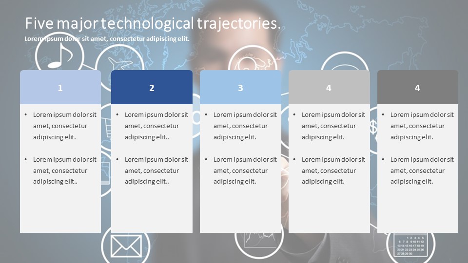 Five Major Technological Trajectories PowerPoint Template Slidevilla