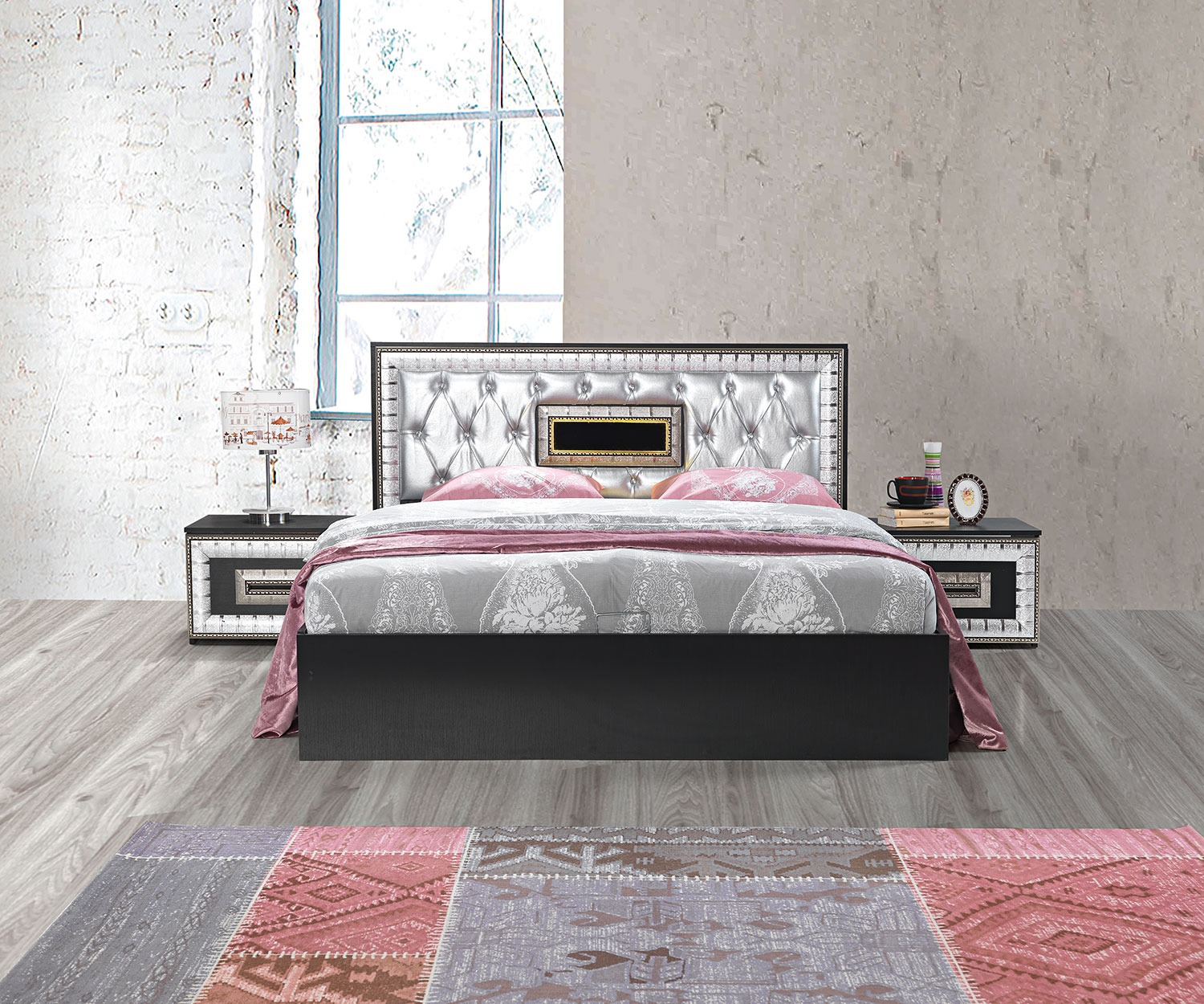 DUBAI BLACK/SILVER BED Sliding Wardrobes 4 u