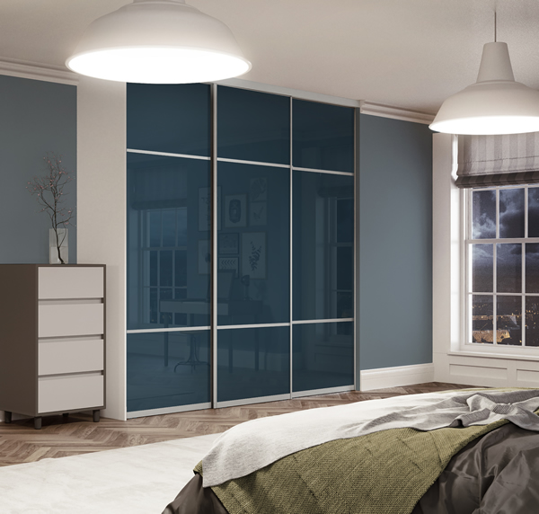 Contour Made to Measure Sliding Wardrobe Doors Dark Blue Sliding