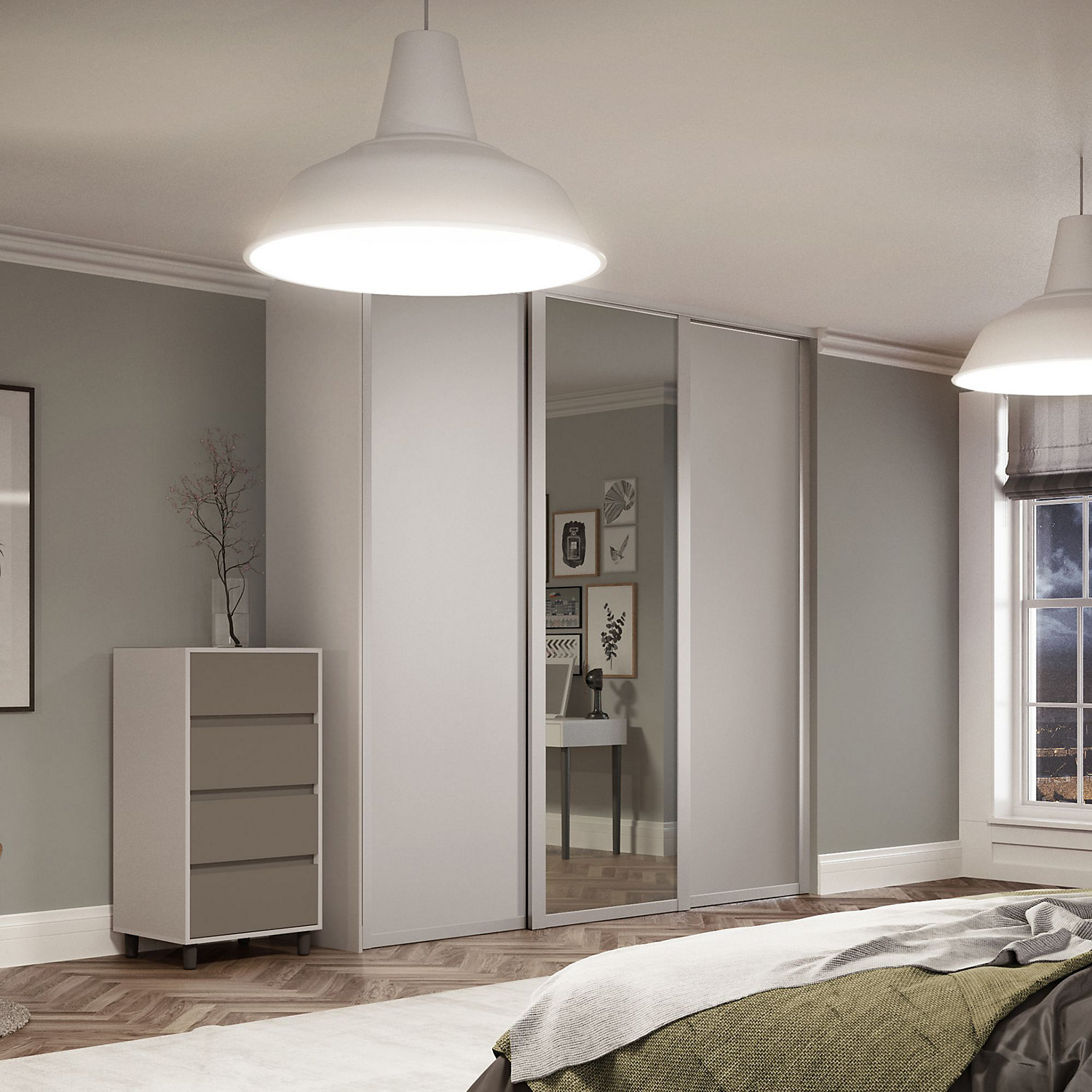 3 x Shaker CASHMERE sliding Wardrobe Doors (3 sizes 2 Designs