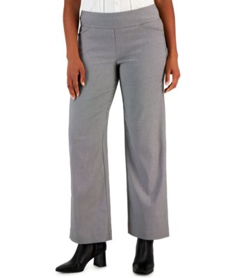 Charter Club Women's Pull-On Wide-Leg Houndstooth Pants, Created for