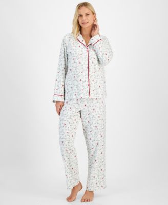 Charter Club Women's Cotton Cardinal Vine-Print Pajama Set, Created for