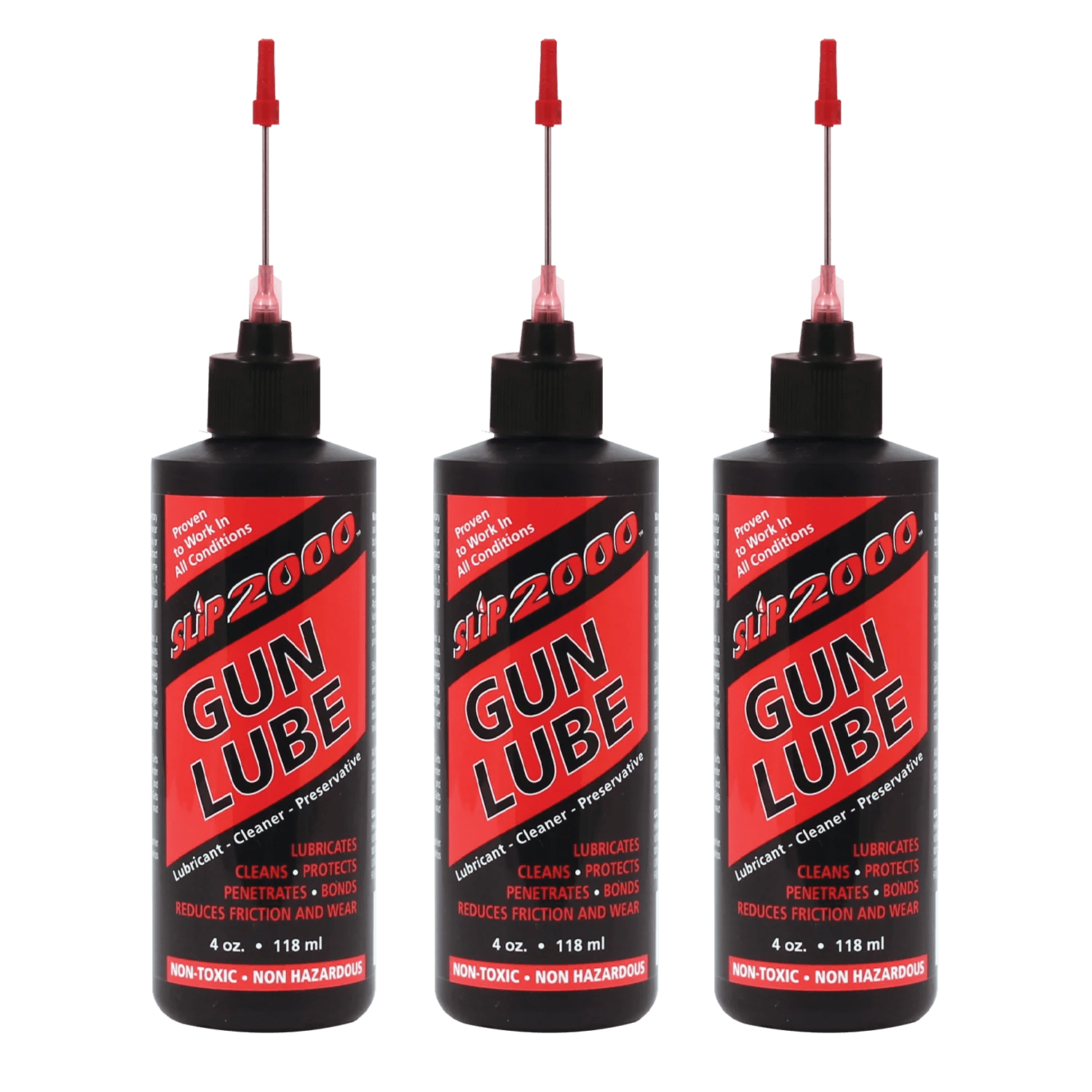 Slip 2000 4oz. Empty Gun Lube Bottles with Metal Needle Tips 3 Pack