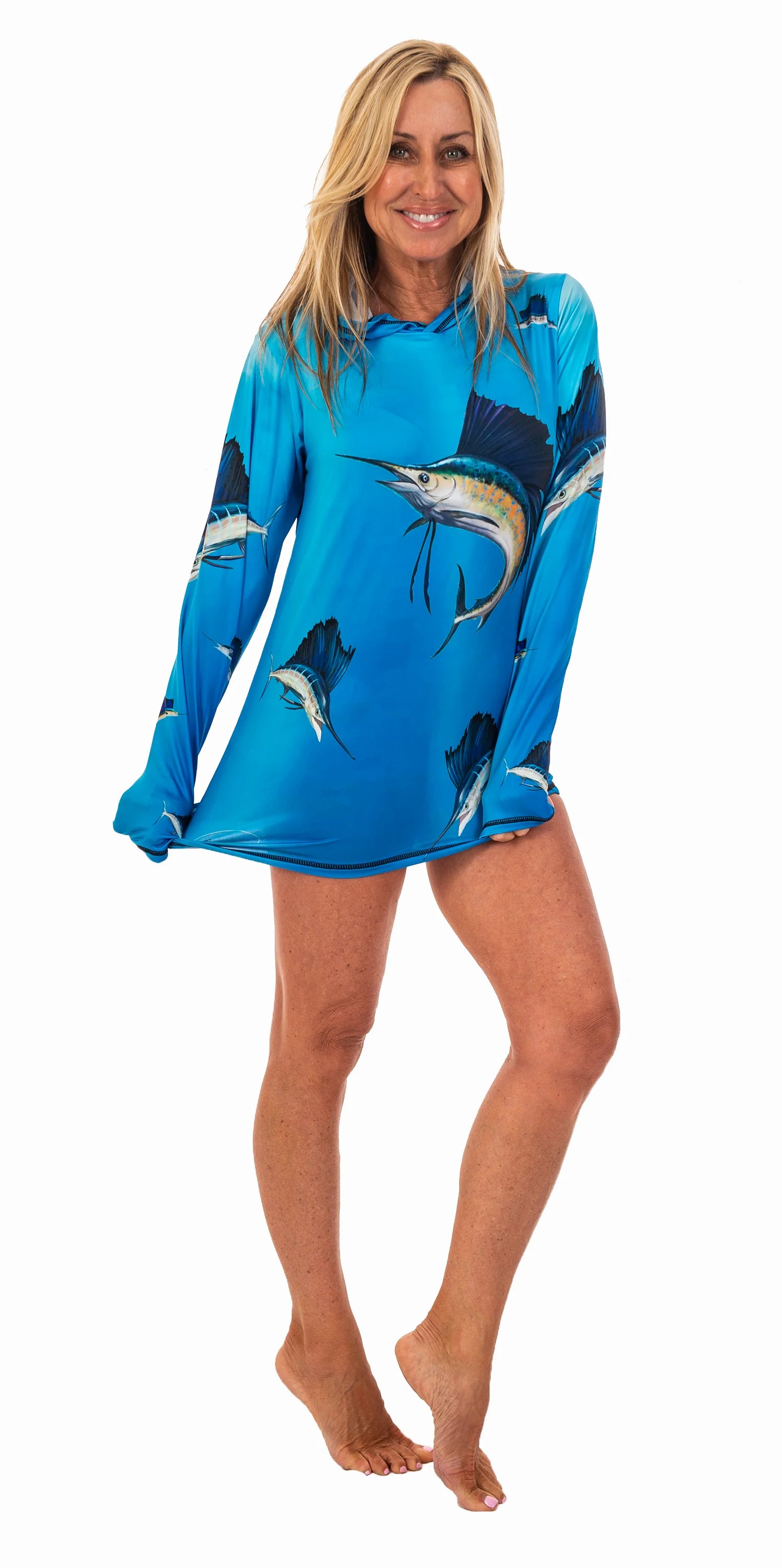Hooded Sun Shirt Sail Fish Slipins Swimwear