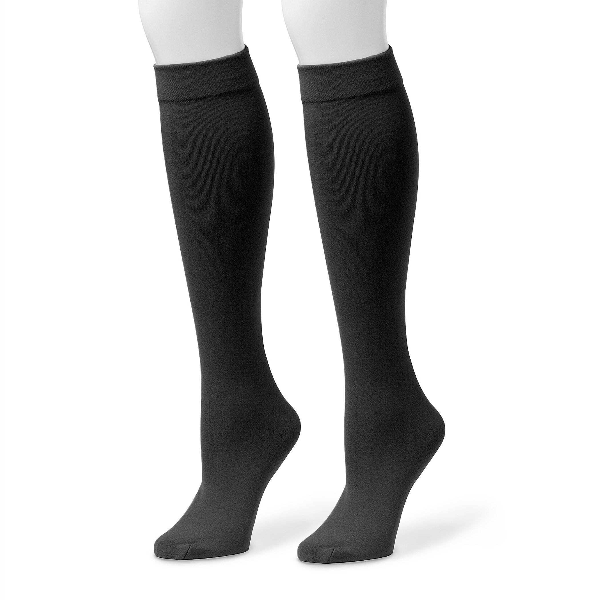 MUK LUKS® Women's Fleece Lined 2Pair Pack Knee High Socks Black/Black Shop Comfy