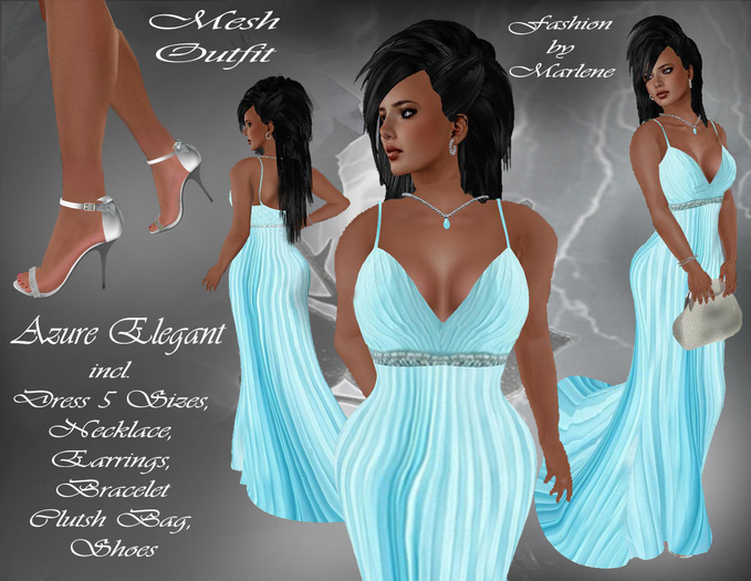Second Life Marketplace *MG Azure Elegant, Mesh Outfit