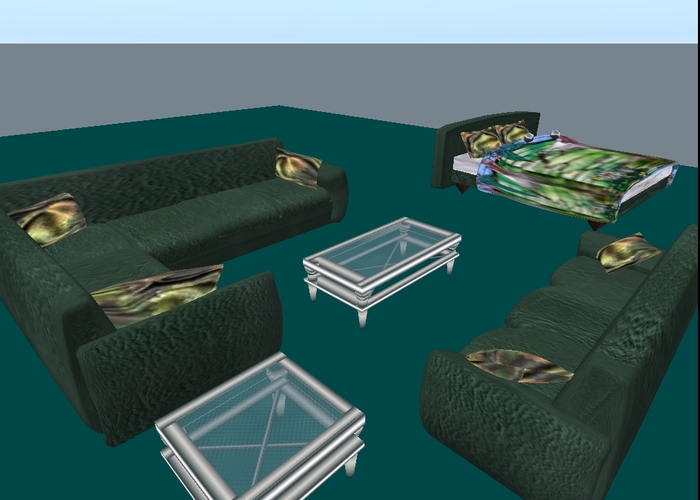 Second Life Marketplace Boxed Green leather, corner sofa, 3 seat