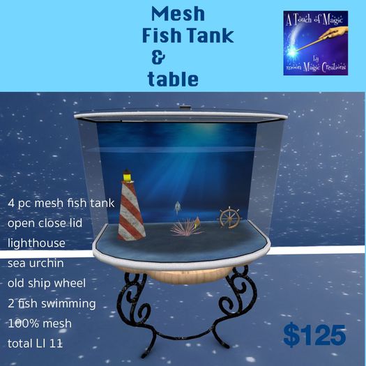 Second Life Marketplace Mesh Fish Tank & Table rezfaux
