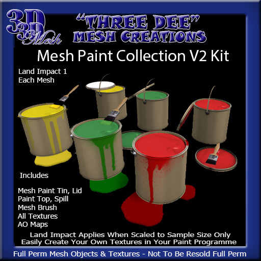 Second Life Marketplace TD Mesh Paint Collection V2 Kit