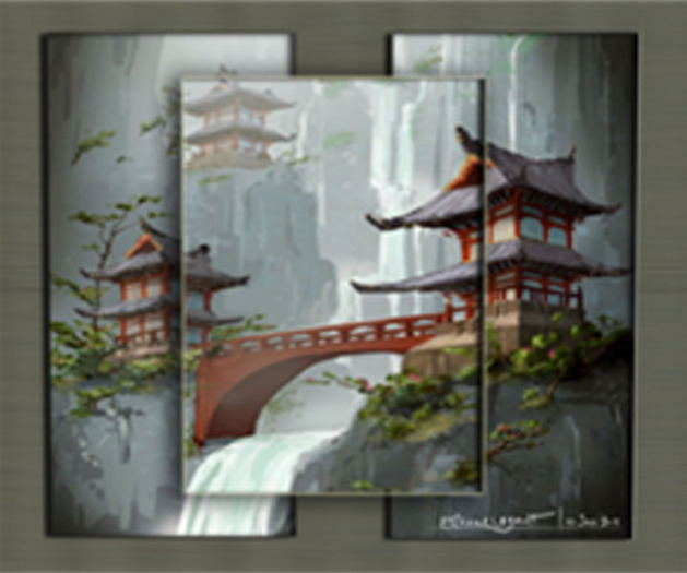 Second Life Marketplace Red Bridge Wall Decor