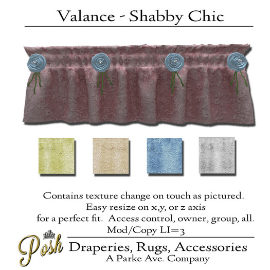 Second Life Marketplace [Posh] Shabby Chic Valance
