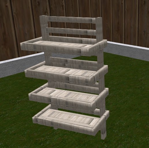 Second Life Marketplace garden shelf light wood