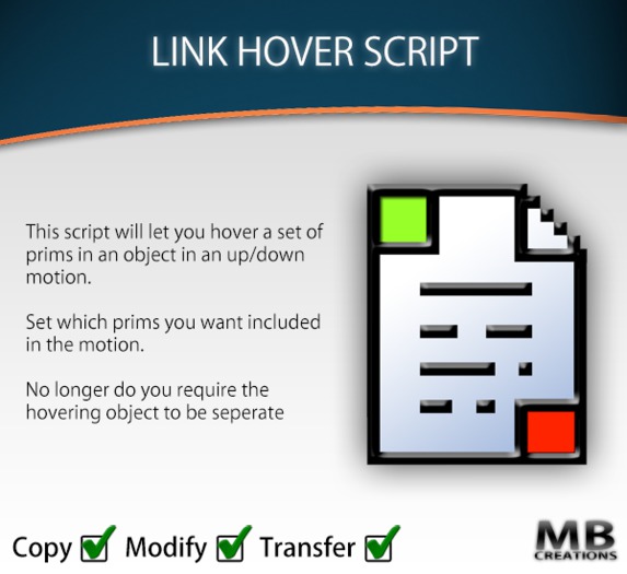 Second Life Marketplace Linkset Based Hover Script