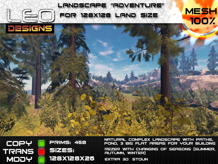 Second Life Marketplace 1/4 Sim landscape "Adventure