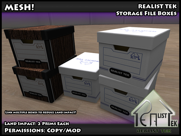 Second Life Marketplace Realist Tek Storage File Boxes