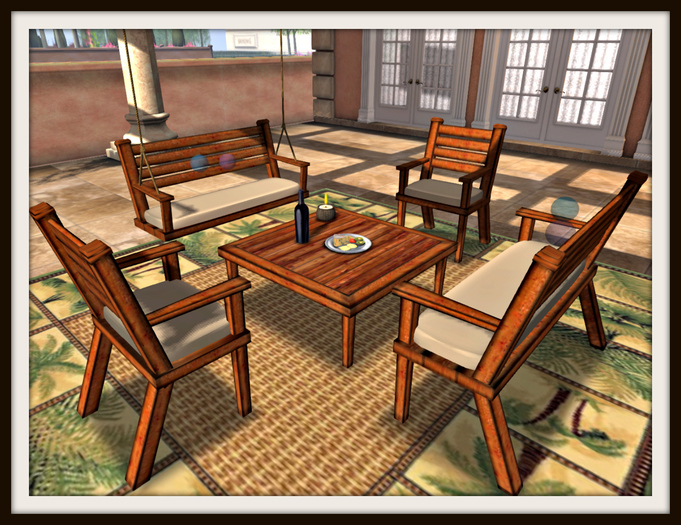 Second Life Marketplace Rustic Patio Outdoor Living Set MARKETPLACE