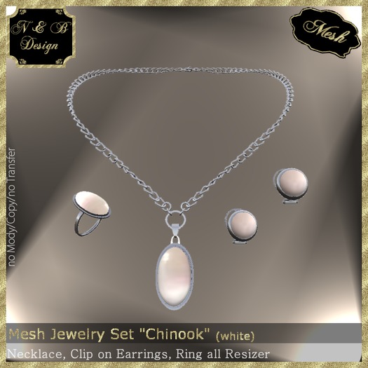 Second Life Marketplace *N & B Design* Jewelry Set "Chinook" (white)