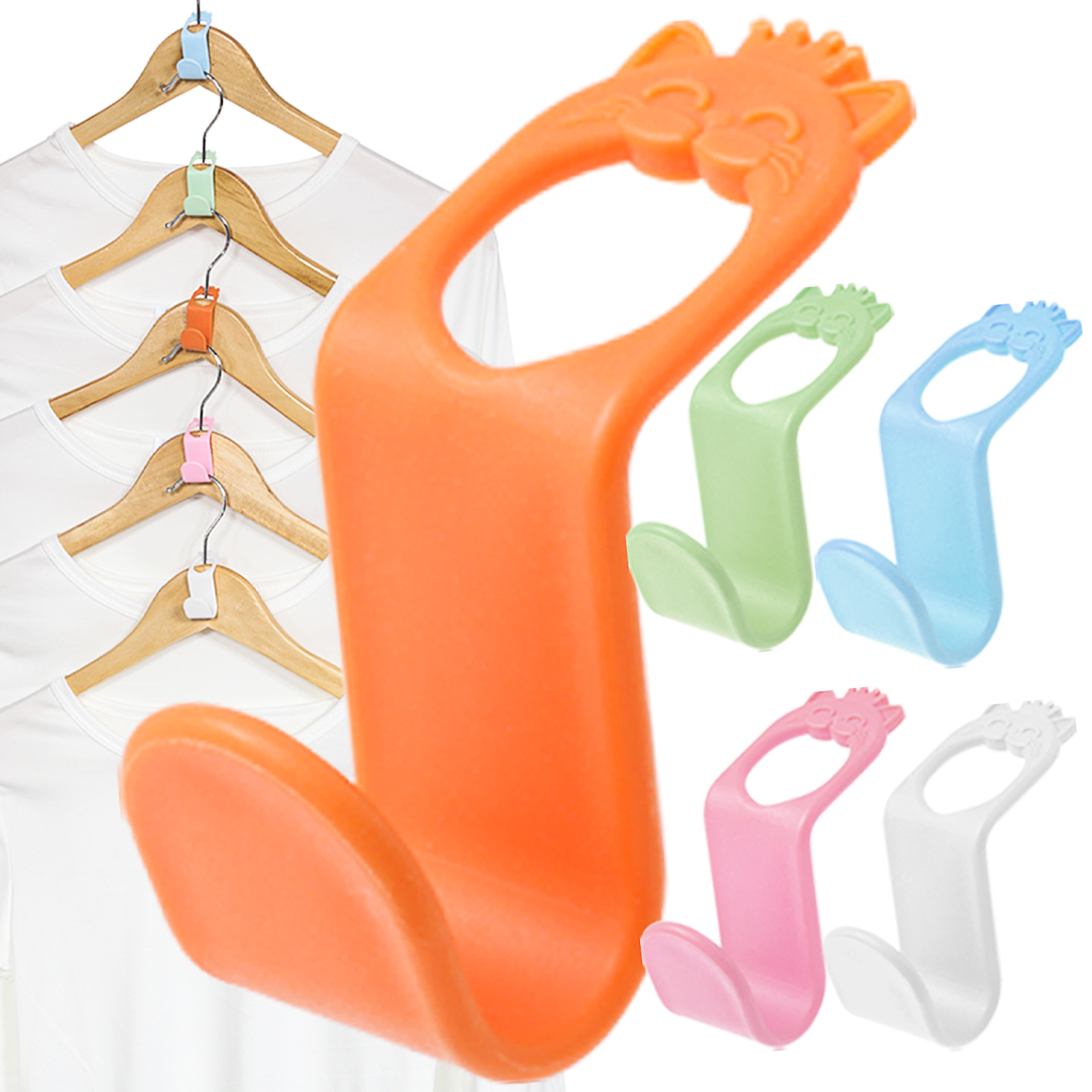 SLMT Clothes Hanger Connector Hooks Cat Shaped Space Saving Hanger