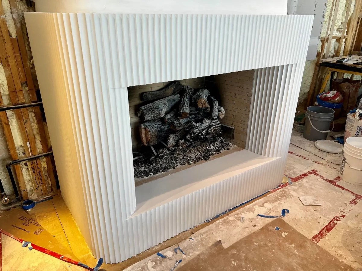 Fluted plaster fireplace in the making Sloan Montgomery Plaster